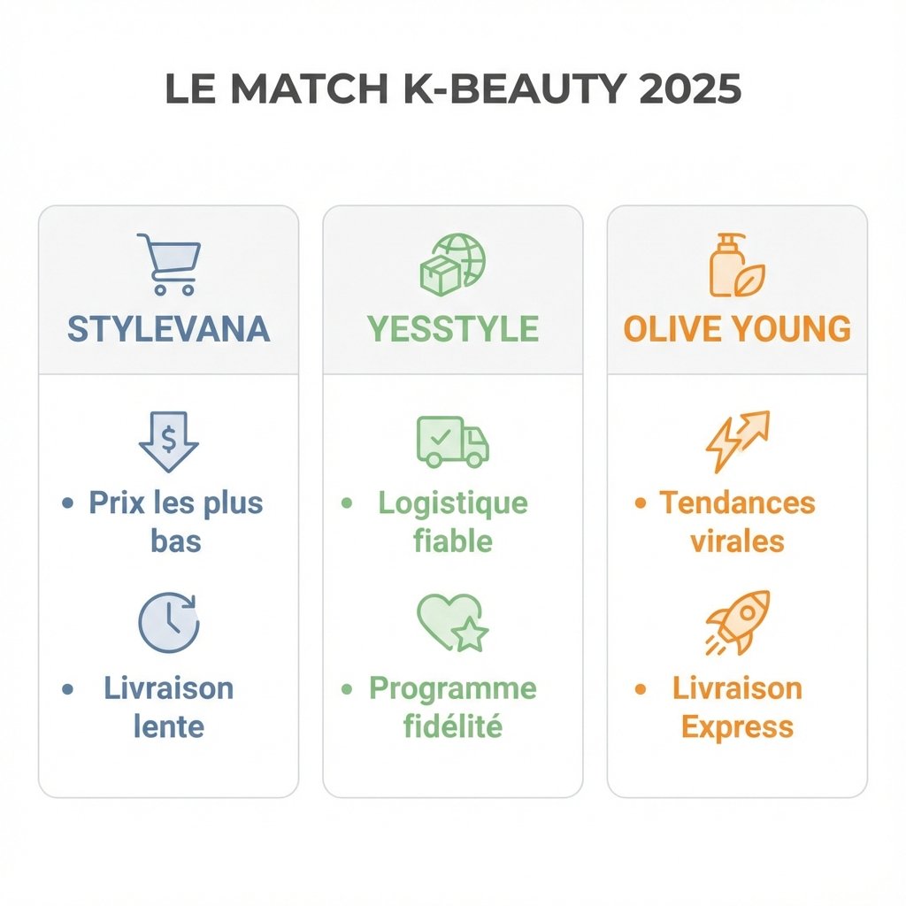 Comparatif : Stylevana vs YesStyle vs Olive Young