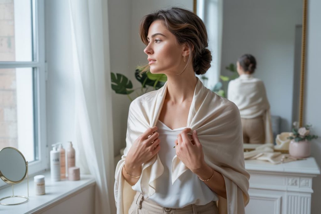 carré foulard femme, seconde peau protectrice