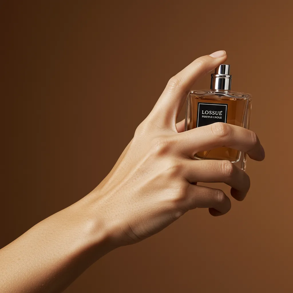Application du parfum sur la peau illustrant l'utilisation quotidienne