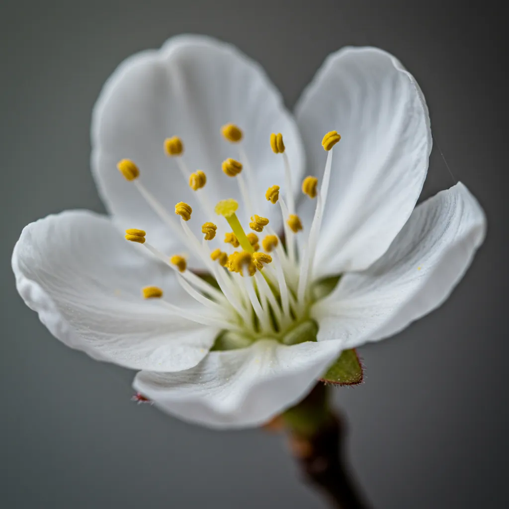 Gros plan détaillé d'une fleur blanche délicate avec texture des pétales en lumière naturelle douce