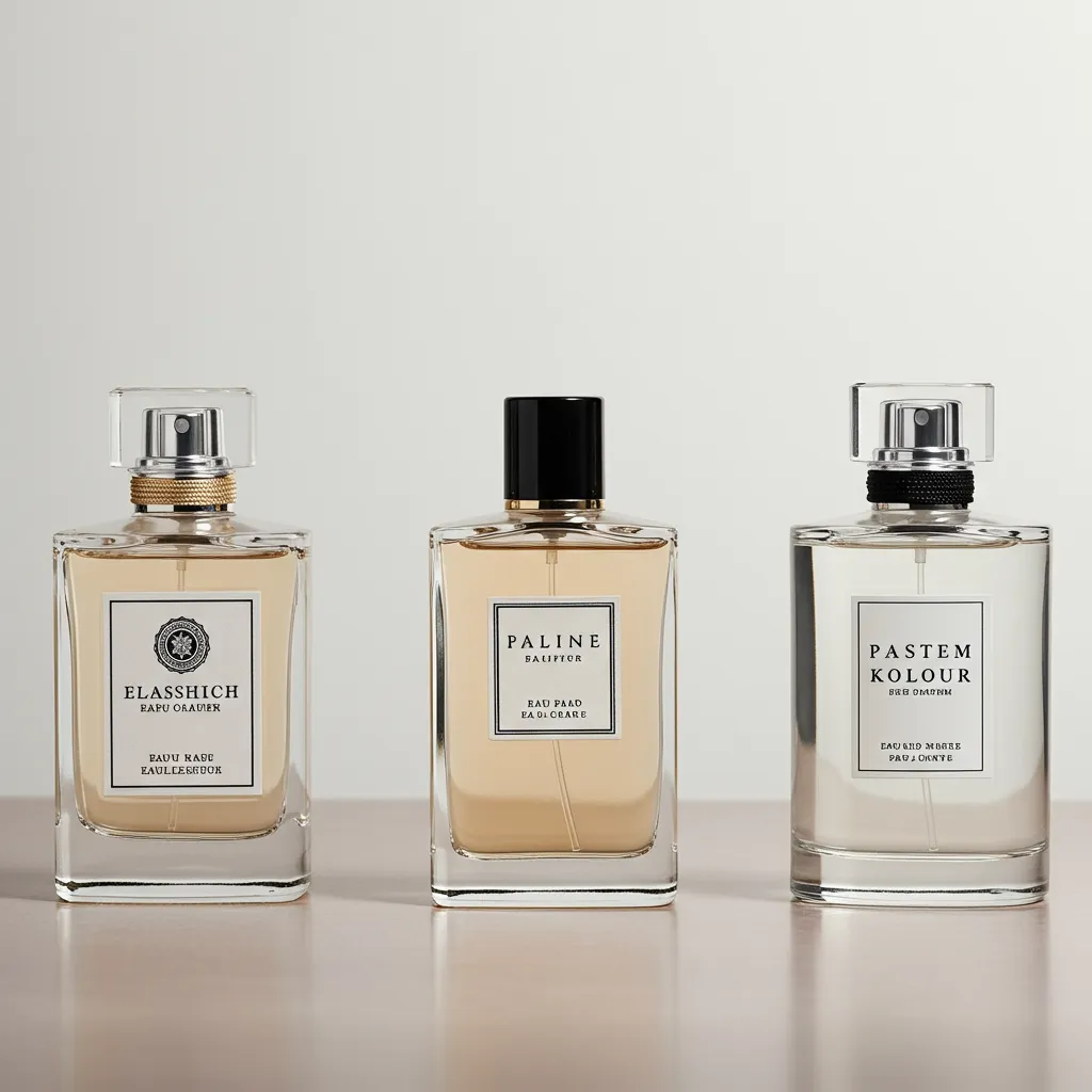 Trois flacons de parfum alignés de face pour comparaison visuelle des versions EDT, EDP et Extrême