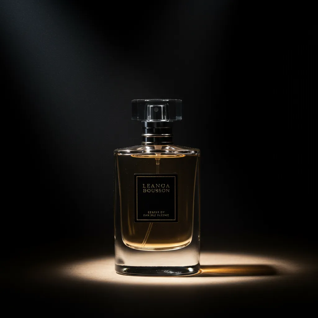 Nouveau flacon de parfum Horace 2026 mis en avant avec un éclairage studio dramatique et professionnel