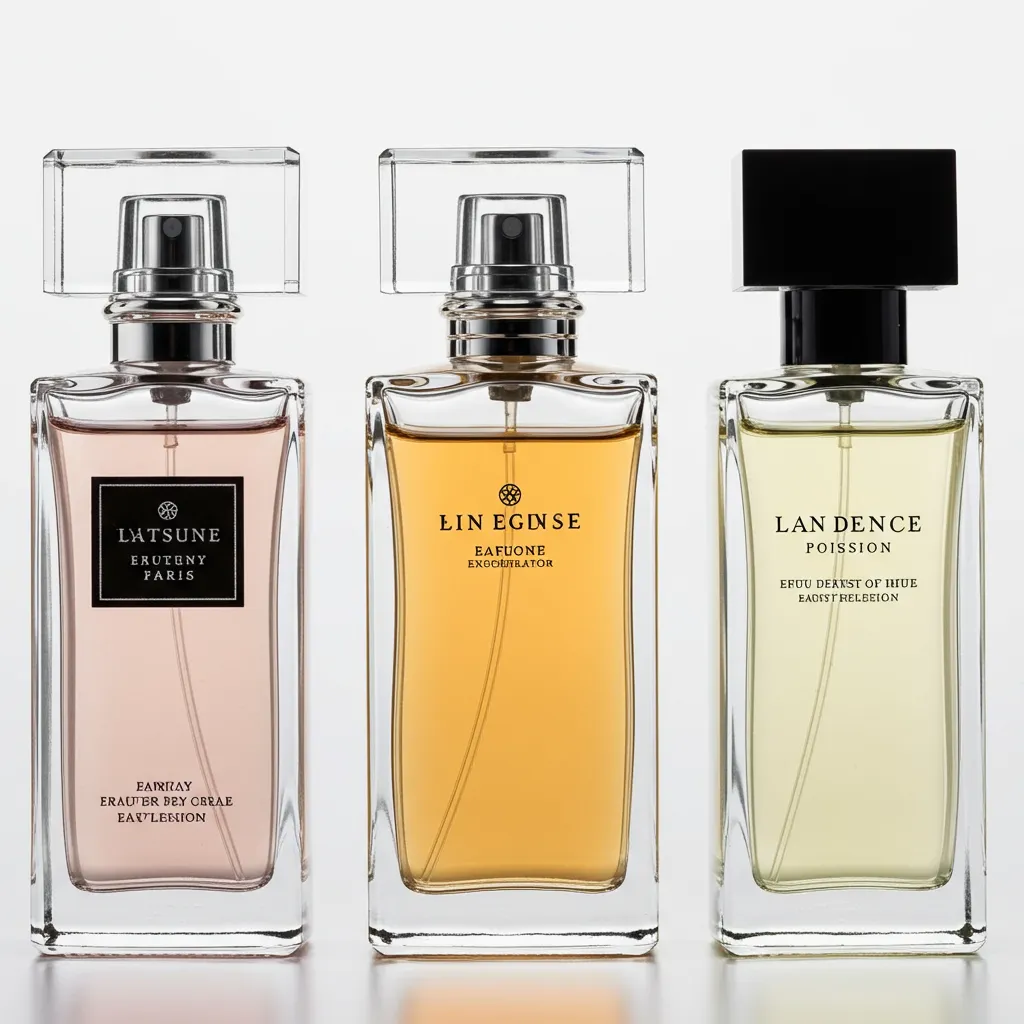 Comparaison visuelle des concentrations de parfum Eau de Toilette, Eau de Parfum et Elixir