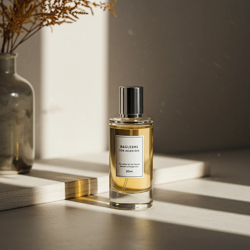 Flacon de 30ml de Charlotte aux Fraises Adopt photographié en lumière naturelle avec ambiance lifestyle