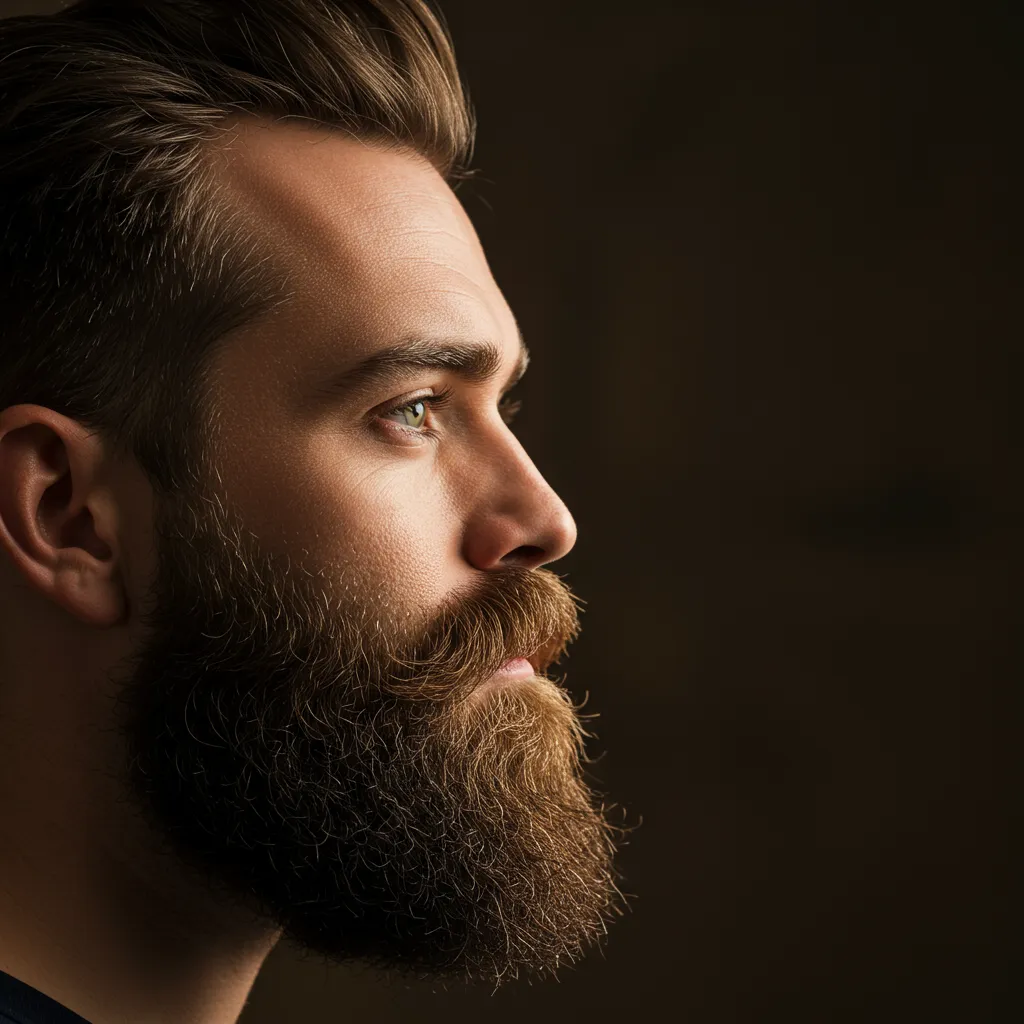 Résultat final d'une barbe parfumée et bien entretenue avec aspect soigné et brillance naturelle