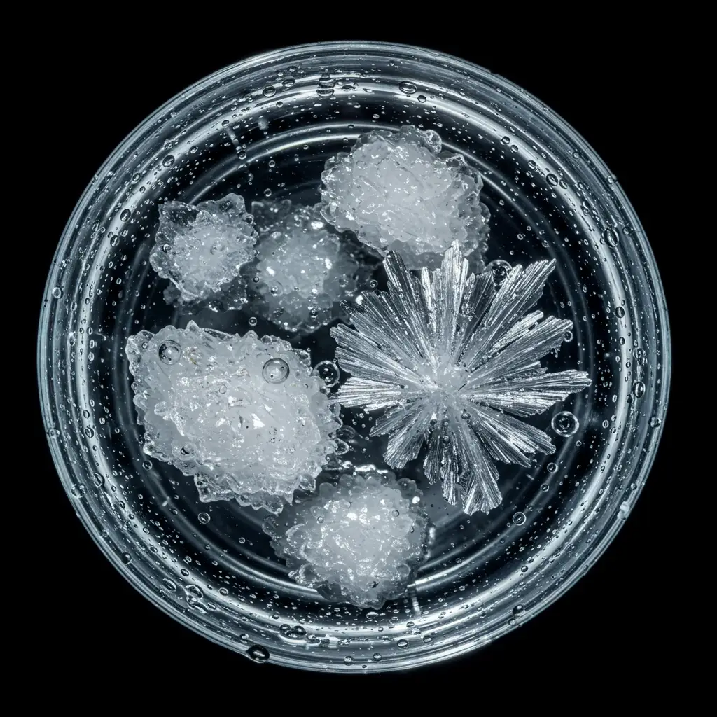 Gros plan détaillé de la composition minérale de l'eau avec magnésium et calcium visibles