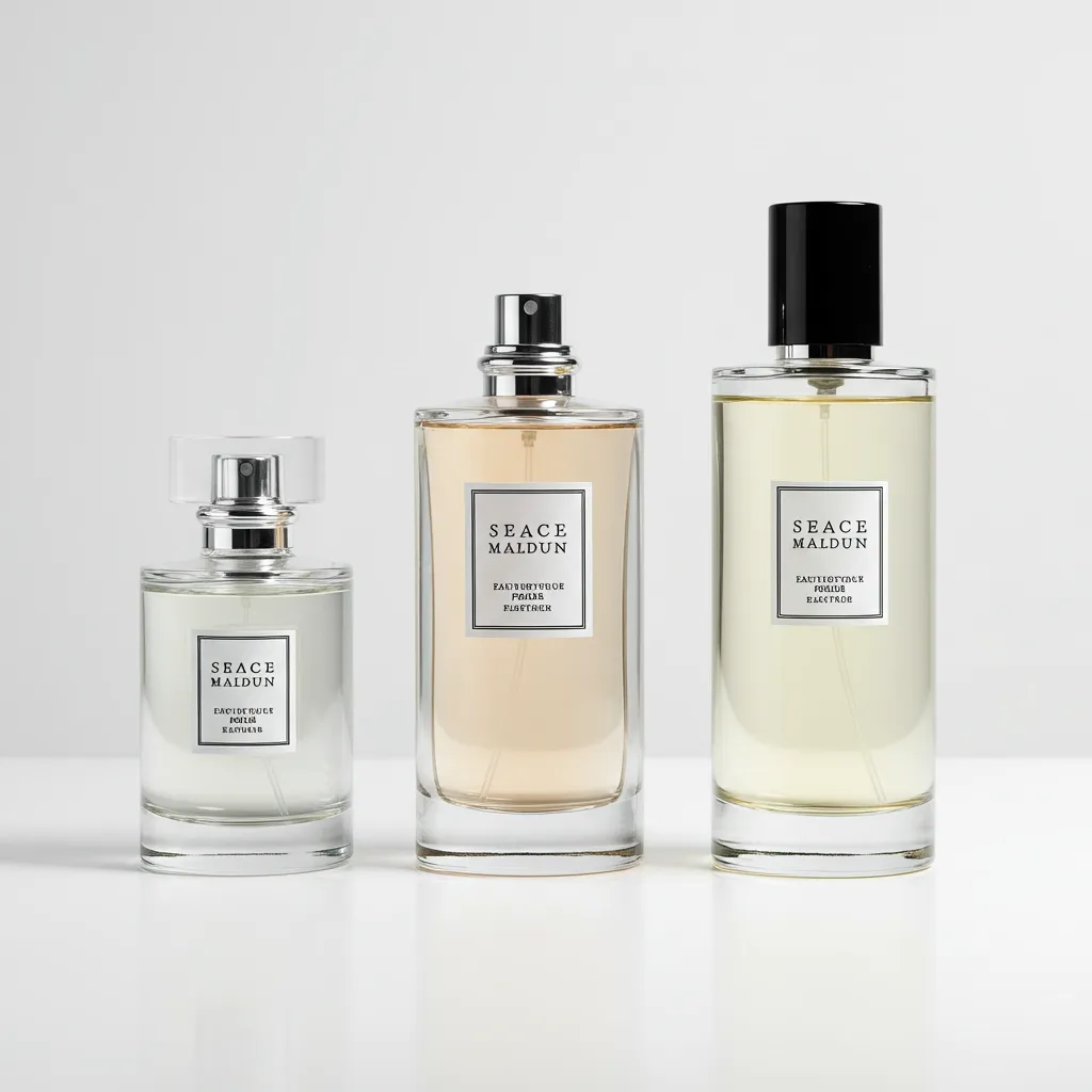 Comparaison visuelle de trois types de fragrances avec des concentrations différentes