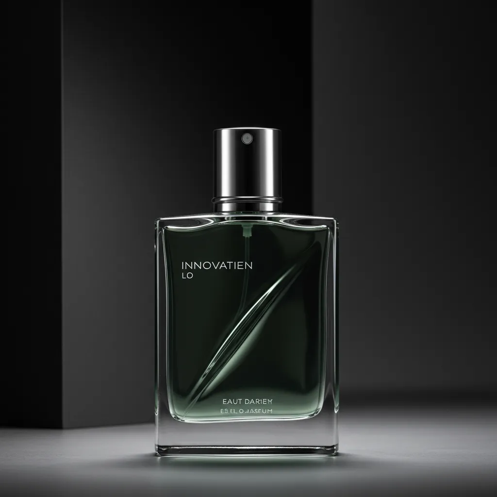 Flacon de parfum homme au design innovant et minimaliste représentant les tendances 2026
