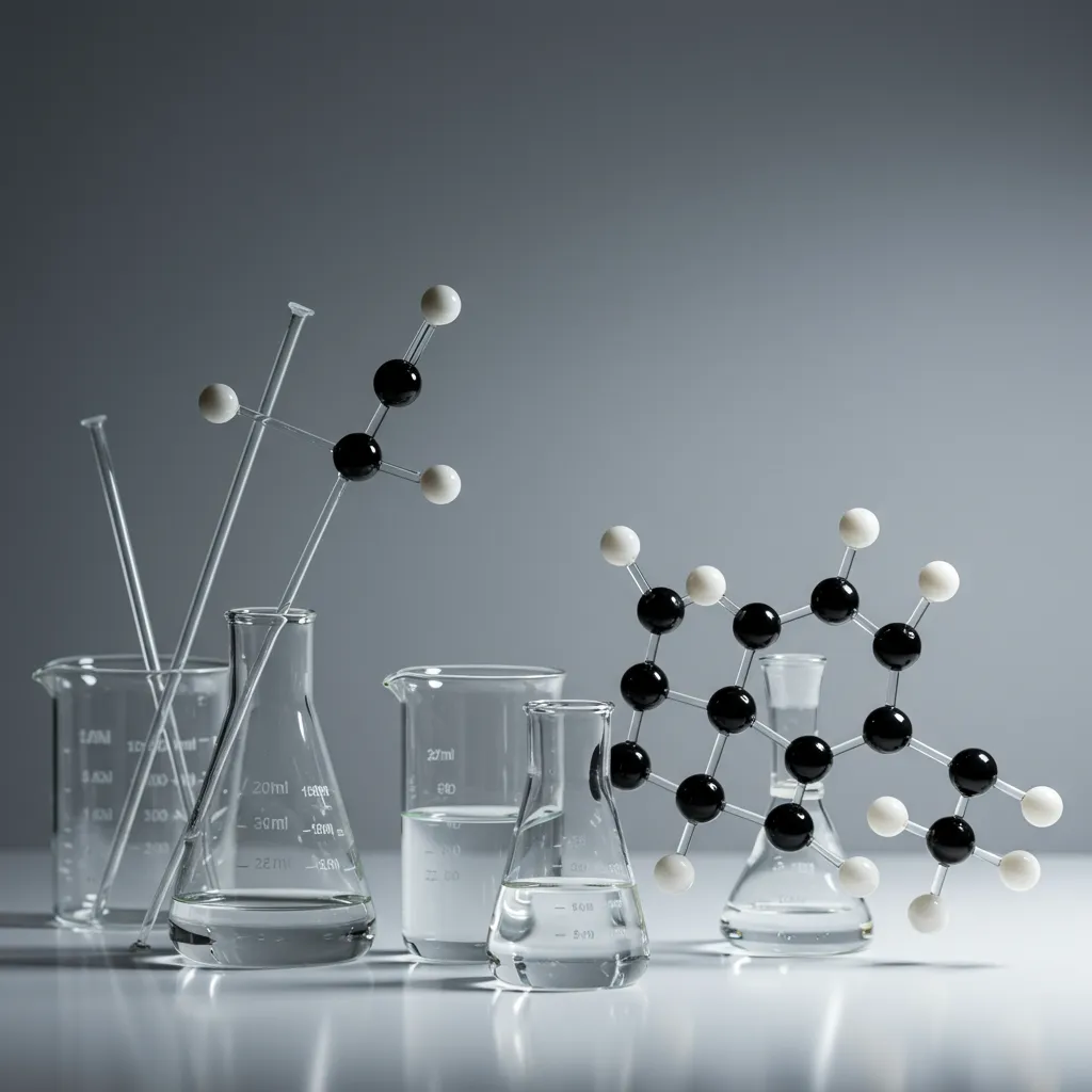 Équipement scientifique et flacons de laboratoire illustrant la composition chimique des parfums vanillés