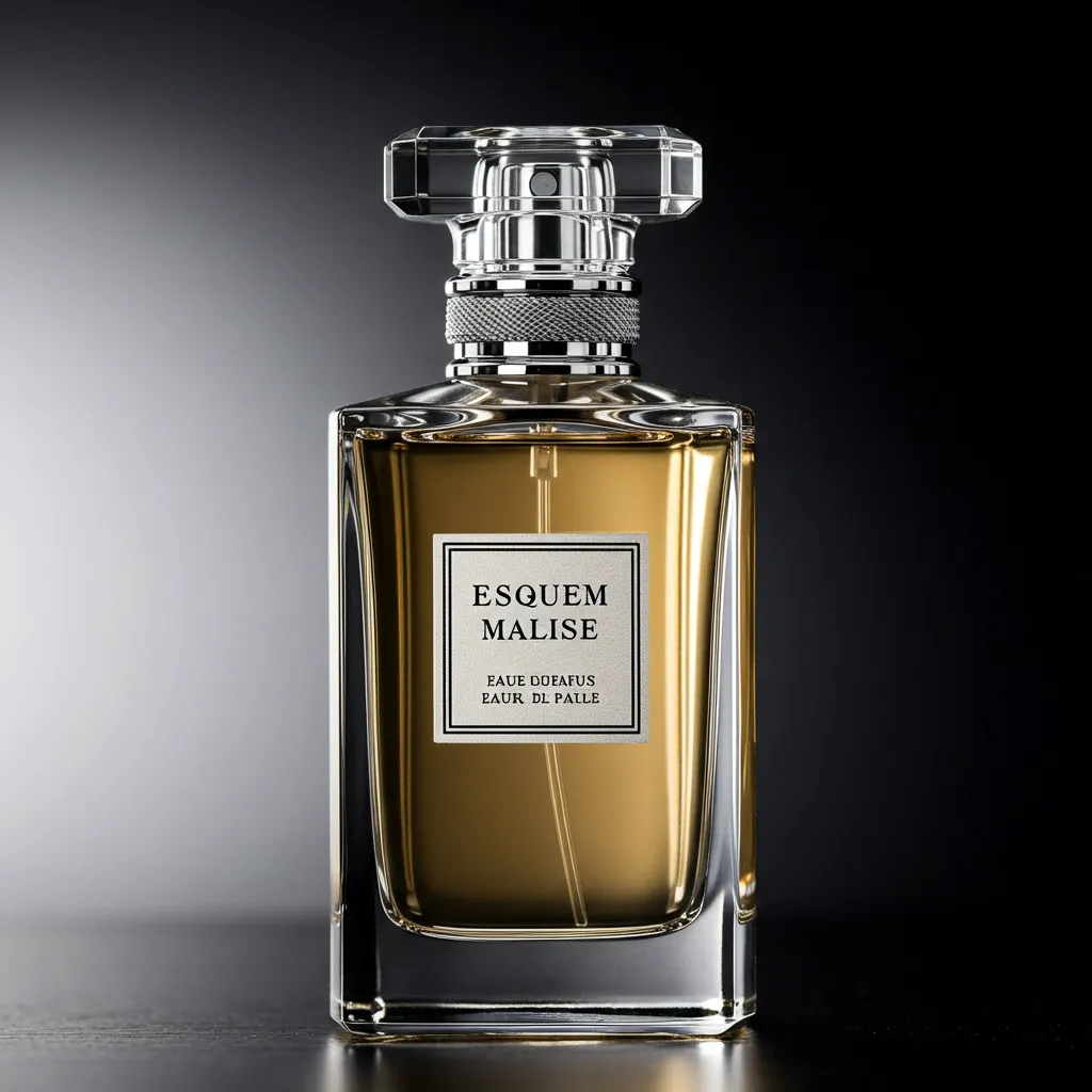 Gros plan d'un flacon de parfum Guerlain avec éclairage studio professionnel mettant en avant le design et la qualité