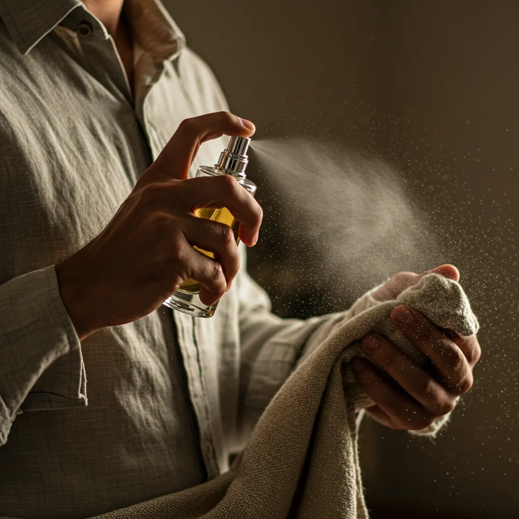 Application du parfum sur des vêtements en fibres naturelles pour une meilleure tenue