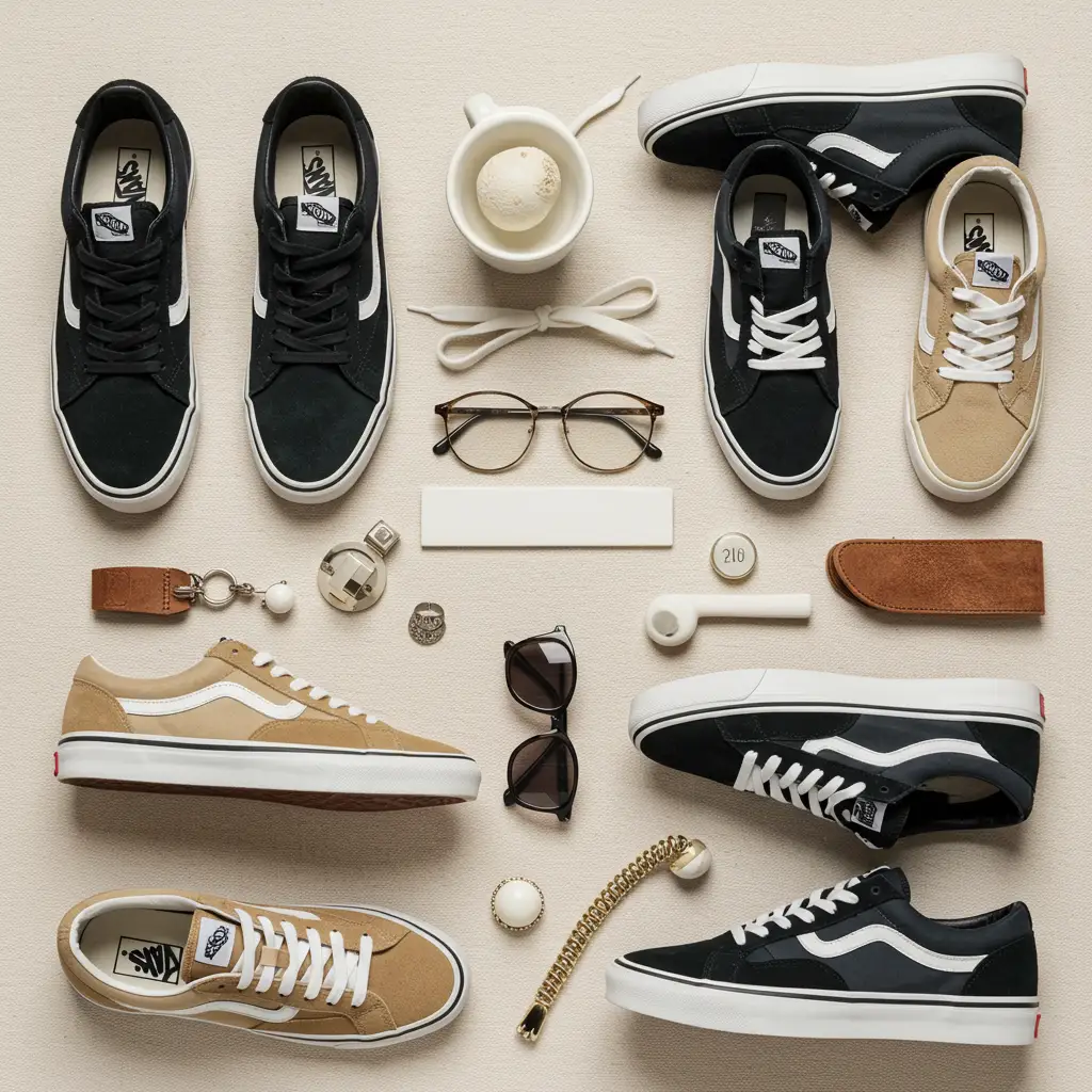 Composition plate montrant plusieurs styles et coloris de baskets Victoria pour illustrer la diversité de la gamme