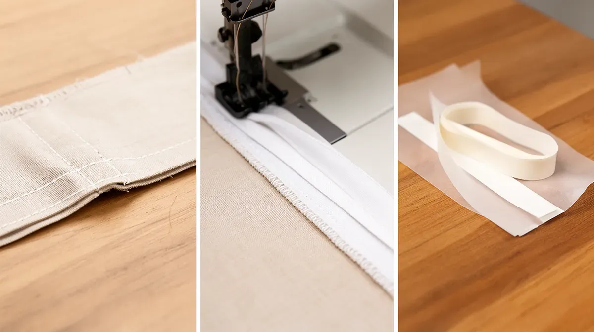 Comparaison des trois méthodes d'ourlet : main, machine et thermocollant