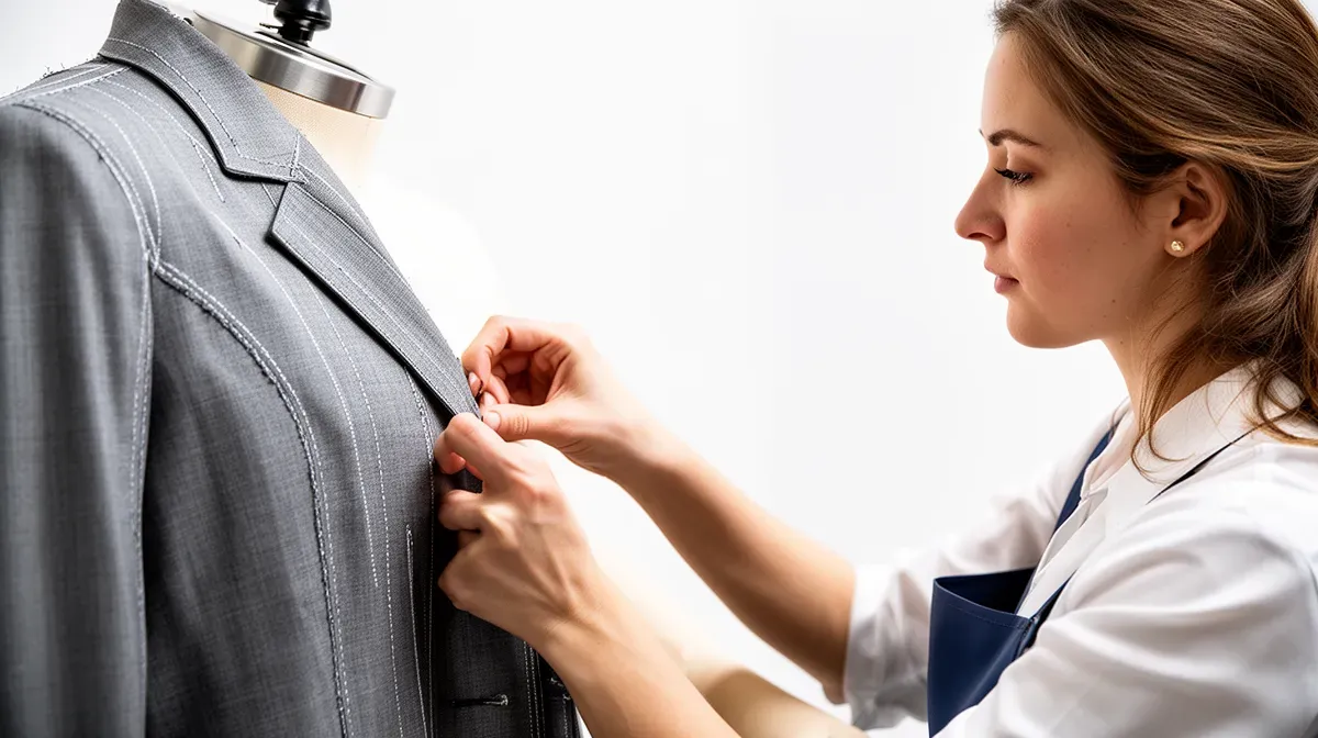 Couturière ajustant une veste sur un mannequin