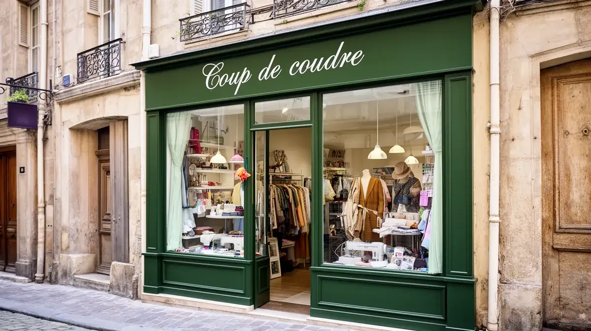 Devanture de la boutique Coup de coudre au 29 rue du Vieux Versailles