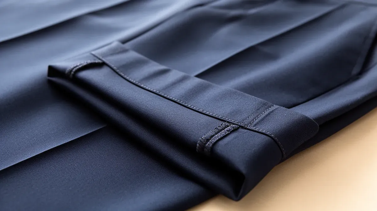 Ourlet de pantalon à la main terminé, invisible sur l'endroit