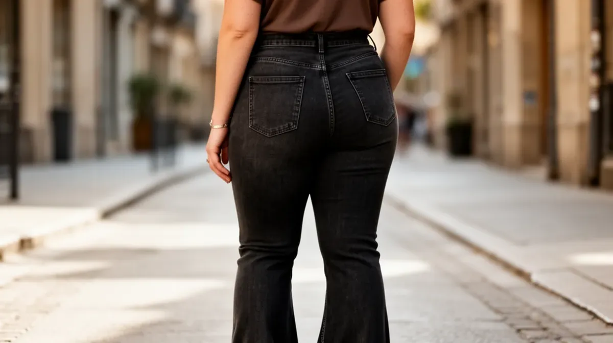 Pantalon flare foncé adapté à la silhouette en poire