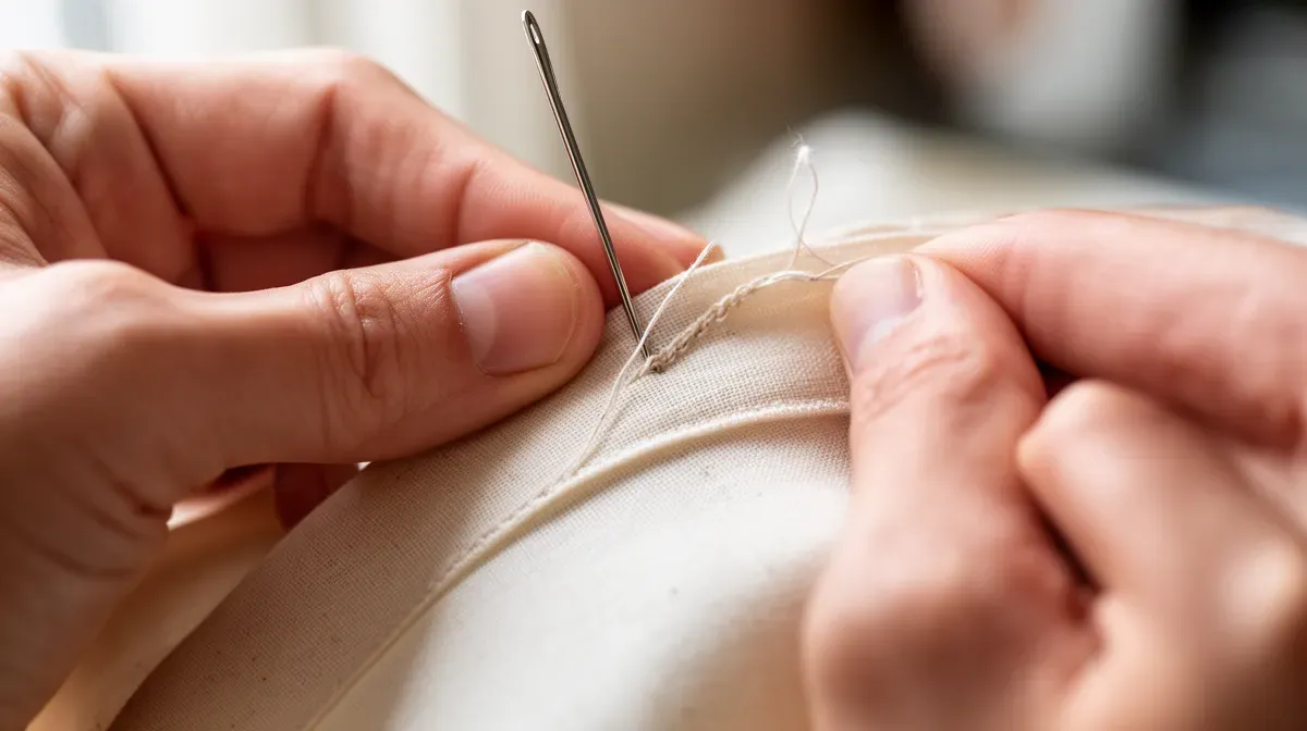 Couture main d'un ourlet au point glissé