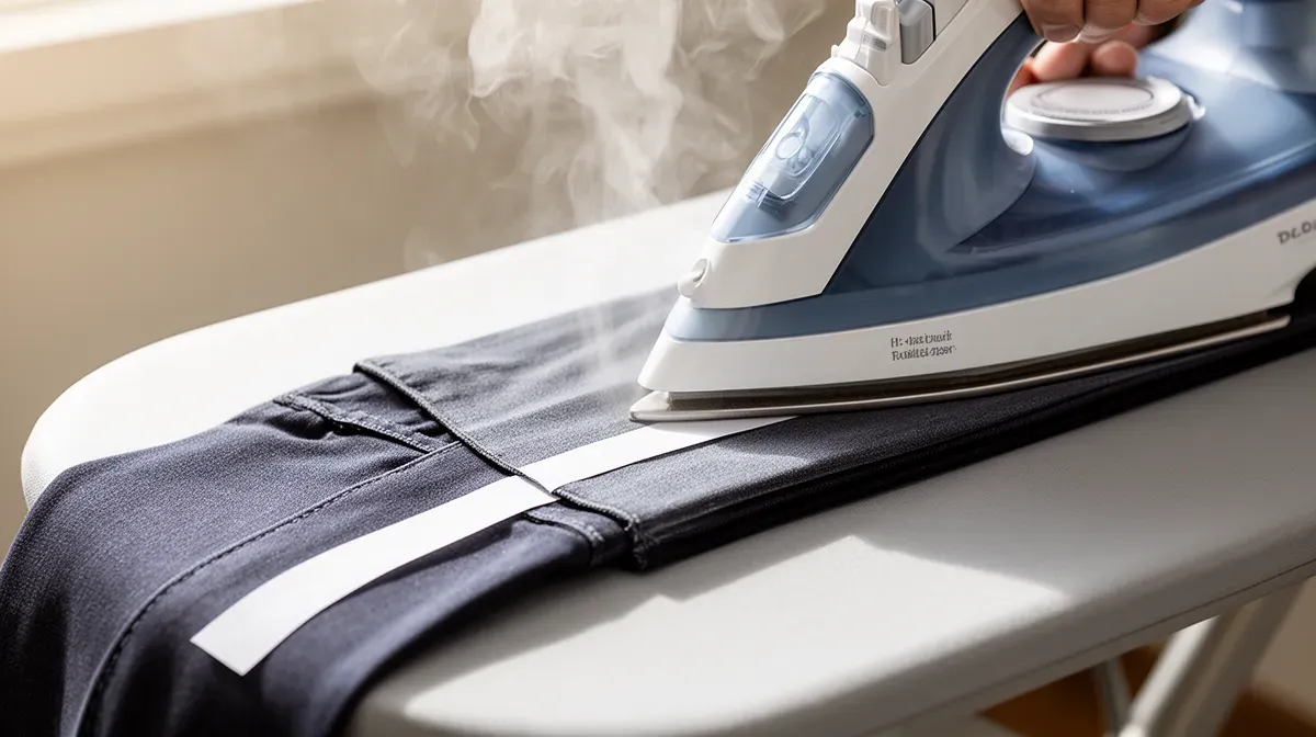 Application d'un ruban thermocollant avec un fer à repasser
