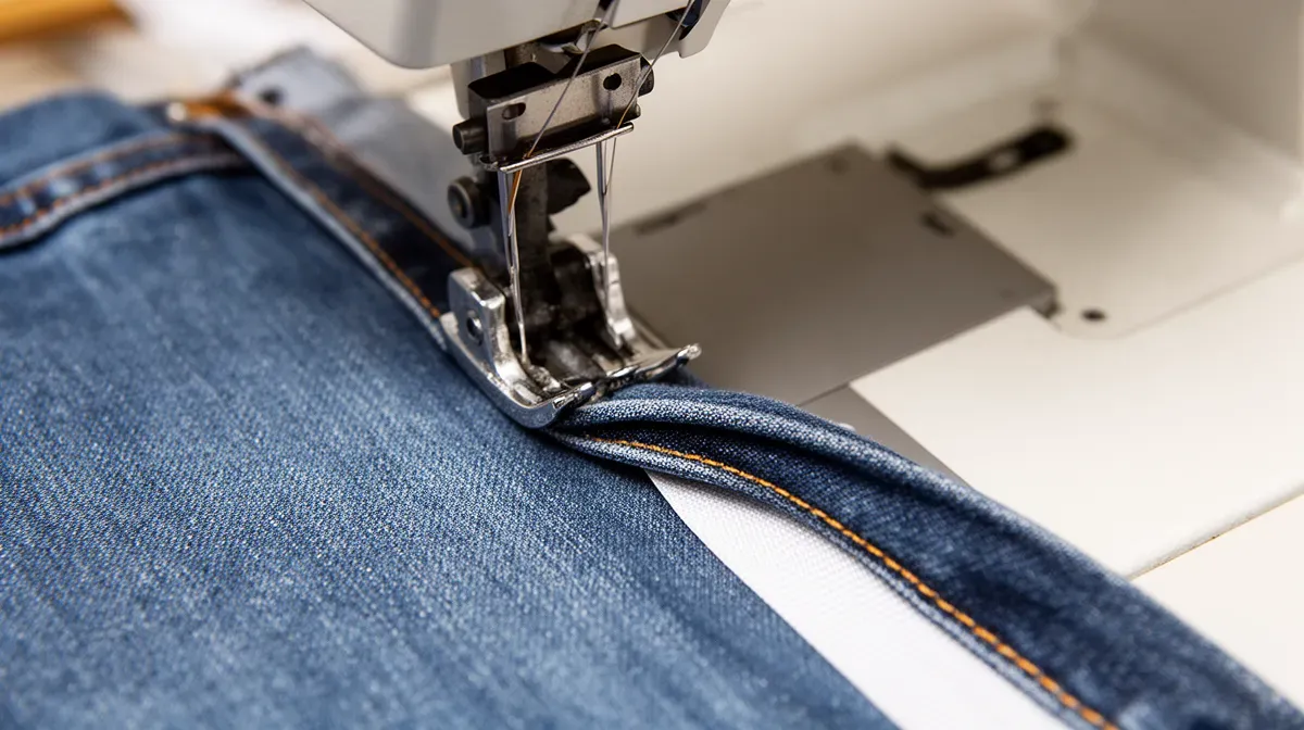 Ourlet de pantalon réalisé à la machine à coudre