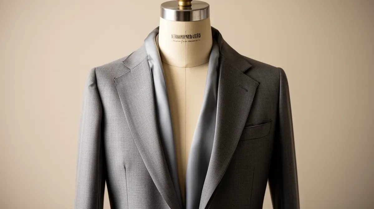 Veste de femme avancée avec doublure et revers sur un mannequin de couture